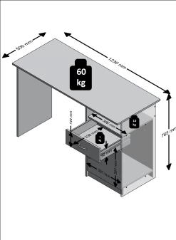 FMD Bureau Jady 123cm - Chêne/blanc -Meubles Tables Et Chaises Shop Jackson 3D b46e