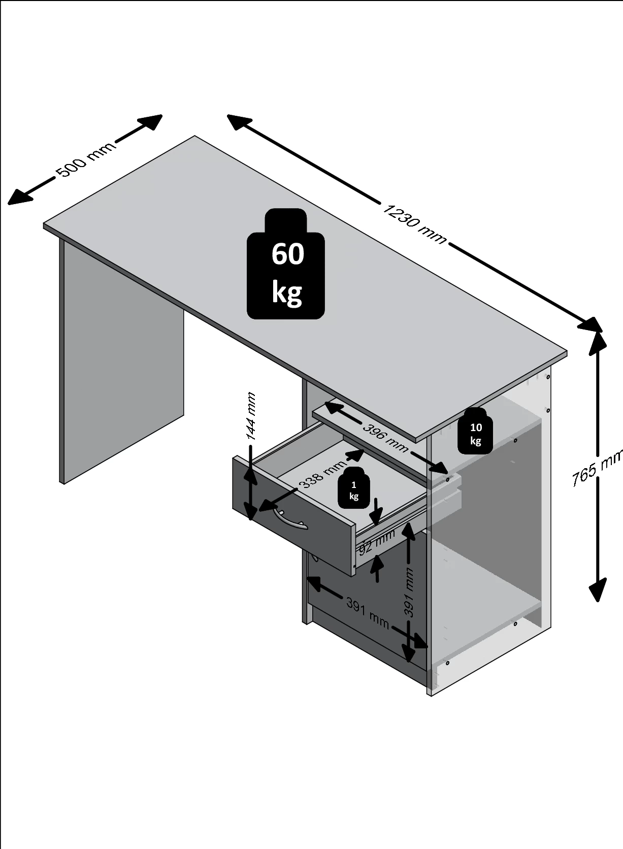 FMD Bureau Jady 123cm - Blanc/noir 3 FMD Bureau Jady 123cm - Blanc/noir – Image 3