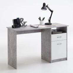 FMD Bureau Jady 123cm - Béton/blanc