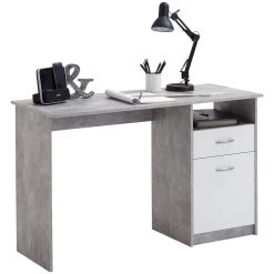 FMD Bureau Jady 123cm - Béton/blanc -Meubles Tables Et Chaises Shop Jackson Beton uitgesneden 35f6
