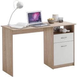 FMD Bureau Jady 123cm - Chêne/blanc -Meubles Tables Et Chaises Shop Jackson Eiche Vers.2 uitgesneden 2a50