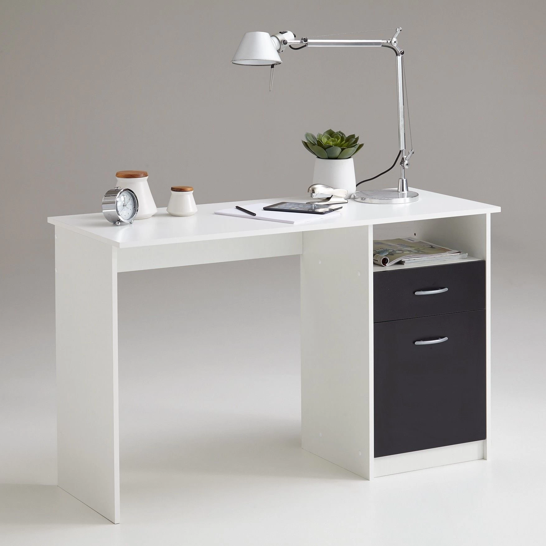 FMD Bureau Jady 123cm - Blanc/noir 1 FMD Bureau Jady 123cm - Blanc/noir