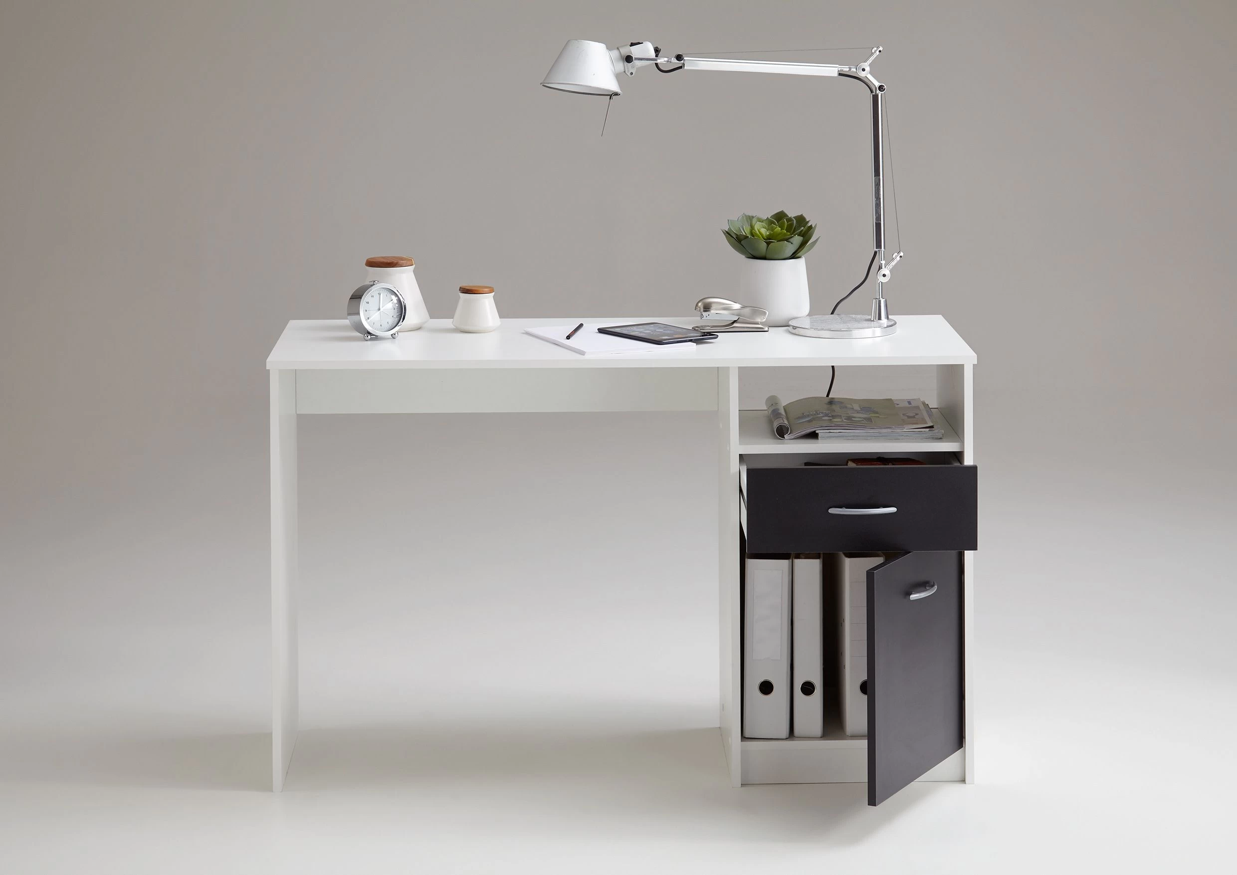 FMD Bureau Jady 123cm - Blanc/noir 4 FMD Bureau Jady 123cm - Blanc/noir – Image 4