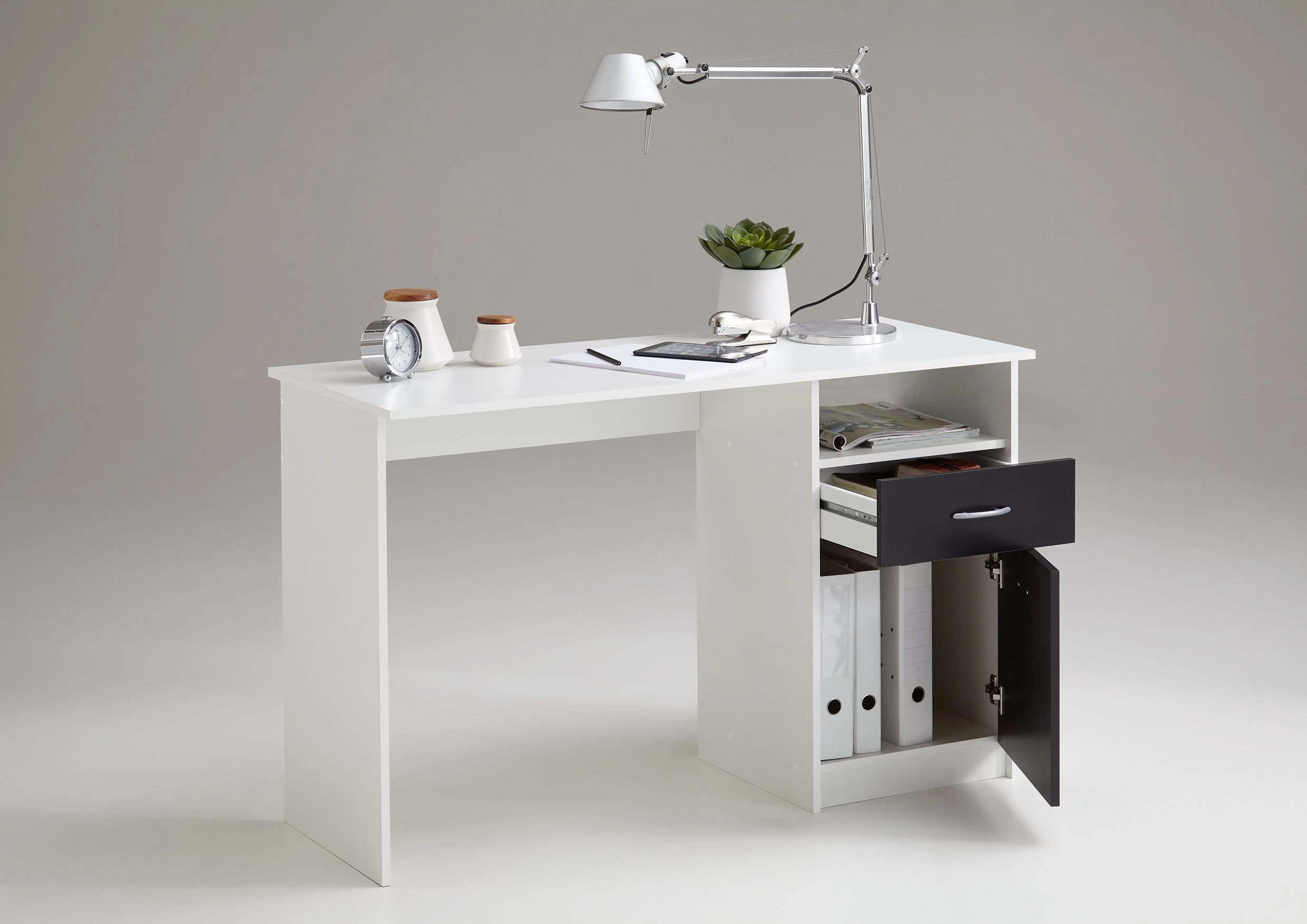 FMD Bureau Jady 123cm - Blanc/noir 2 FMD Bureau Jady 123cm - Blanc/noir – Image 2