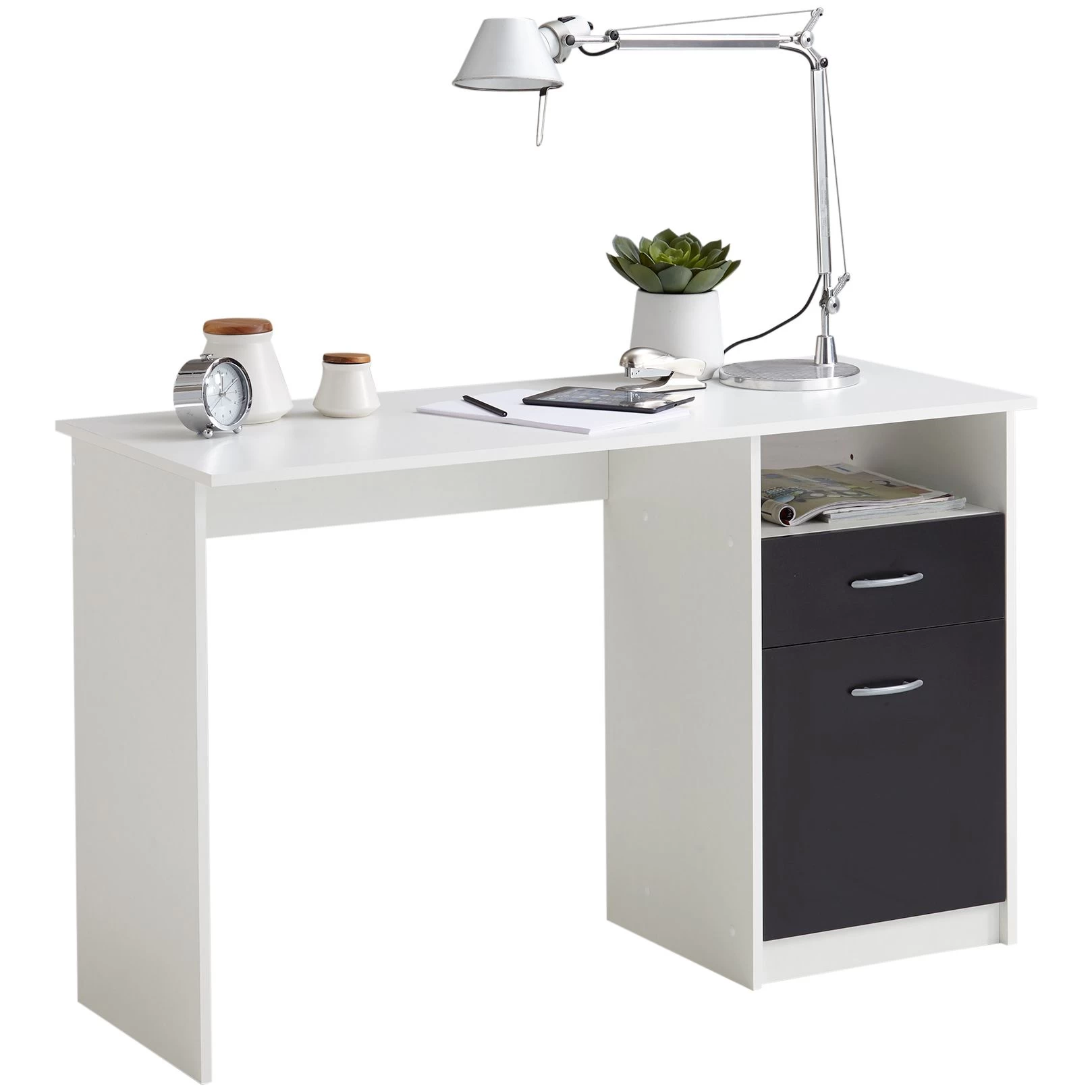 FMD Bureau Jady 123cm - Blanc/noir 6 FMD Bureau Jady 123cm - Blanc/noir – Image 6
