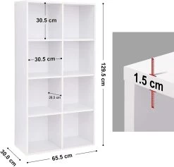 Etagère De Rangement Bibliothèque En Bois Blanc 8 Cubes -Meubles Tables Et Chaises Shop LBC24WT 3 764e