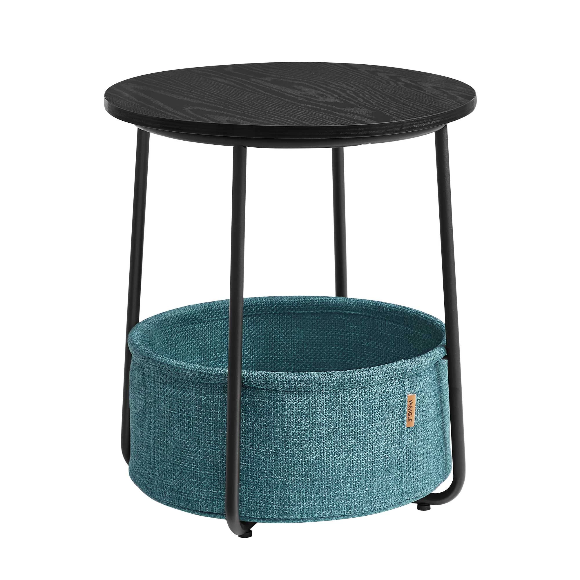 Table D'appoint Avec Panier Zoë ø45cm - Noir/bleu 3 Table D'appoint Avec Panier Zoë ø45cm - Noir/bleu – Image 3