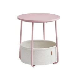 Table D'appoint Avec Panier Zoë ø45cm - Rose/blanc 8 Table D'appoint Avec Panier Zoë ø45cm - Rose/blanc -Meubles Tables Et Chaises Shop LET223R61 1.1 5291