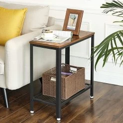 Table D'appoint Bill 60x30 1 Tablette - Brun Rustique/noir