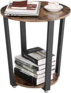 Table D'appoint Firas Ø50 - Brun/noir -Meubles Tables Et Chaises Shop LET57X 4 01ca