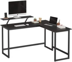 Bureau D'angle Spencer 140cm Avec Support écran - Noir 19 Bureau D'angle Spencer 140cm Avec Support écran - Noir -Meubles Tables Et Chaises Shop LWD56BK 4 7667