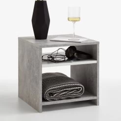 FMD Table D'appoint Linn - Béton/blanc