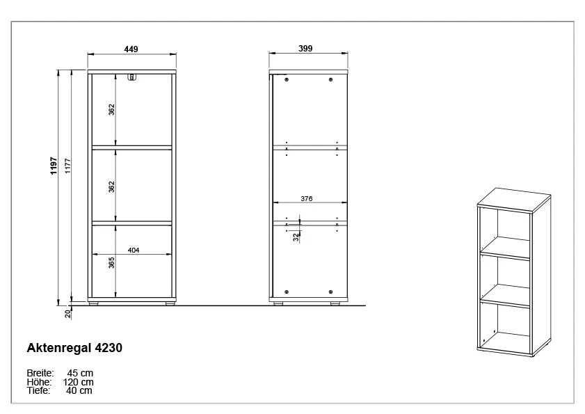 Bibliothèque Basse Osmond 45cm - Graphite/chêne 3 Bibliothèque Basse Osmond 45cm - Graphite/chêne – Image 3