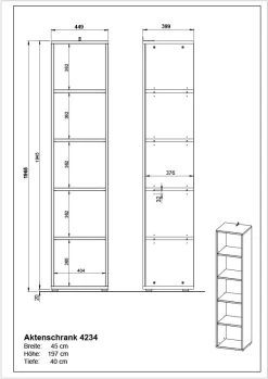 Bibliothèque Osmond 45cm - Graphite/chêne -Meubles Tables Et Chaises Shop MA 4234 BEM 79e7