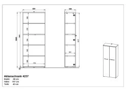 Classeur Osmond 80cm à 2 Portes - Chêne/graphite -Meubles Tables Et Chaises Shop MA 4237 BEM bab4