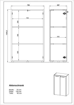 Classeur Bas Jetta Avec 2 étagères - Anthracite/blanc -Meubles Tables Et Chaises Shop MA 4260 BEM 4c7a