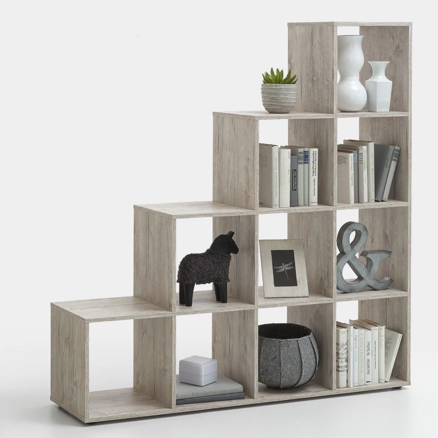 FMD Étagère Méga 10 Niches - Chêne Gris 1 FMD Étagère Méga 10 Niches - Chêne Gris