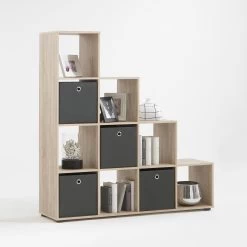 FMD Étagère Méga 10 Niches - Chêne Brun