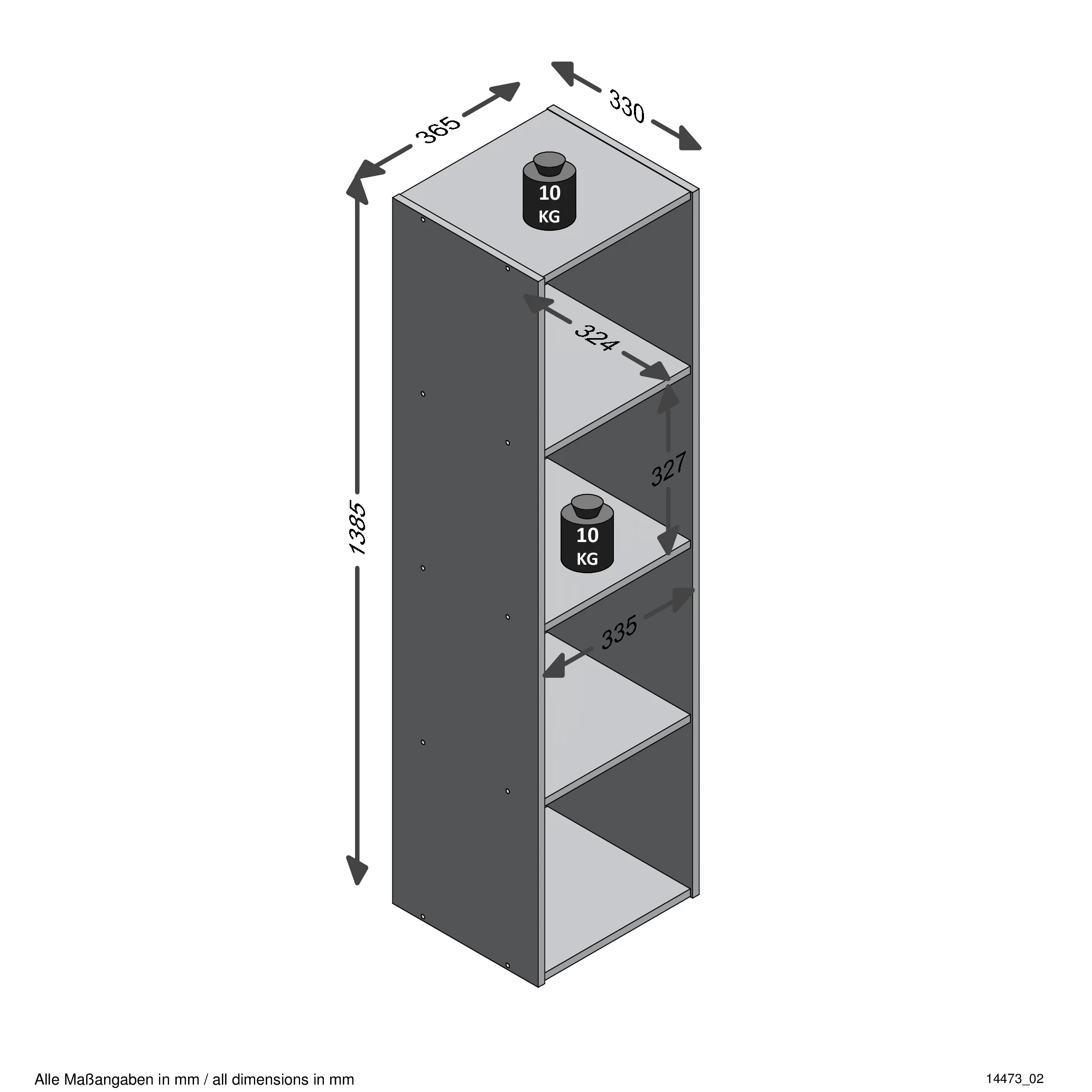 FMD Étagère Méga 4 Niches - Béton 2 FMD Étagère Méga 4 Niches - Béton – Image 2