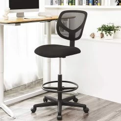 Songmics Chaise De Bureau Haute Avec Repose-pieds Circulaire Ines - Noir