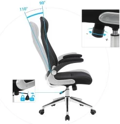 Songmics Chaise De Bureau Xavi - Noir 12 Songmics Chaise De Bureau Xavi - Noir -Meubles Tables Et Chaises Shop OBN86BK 4 6f94