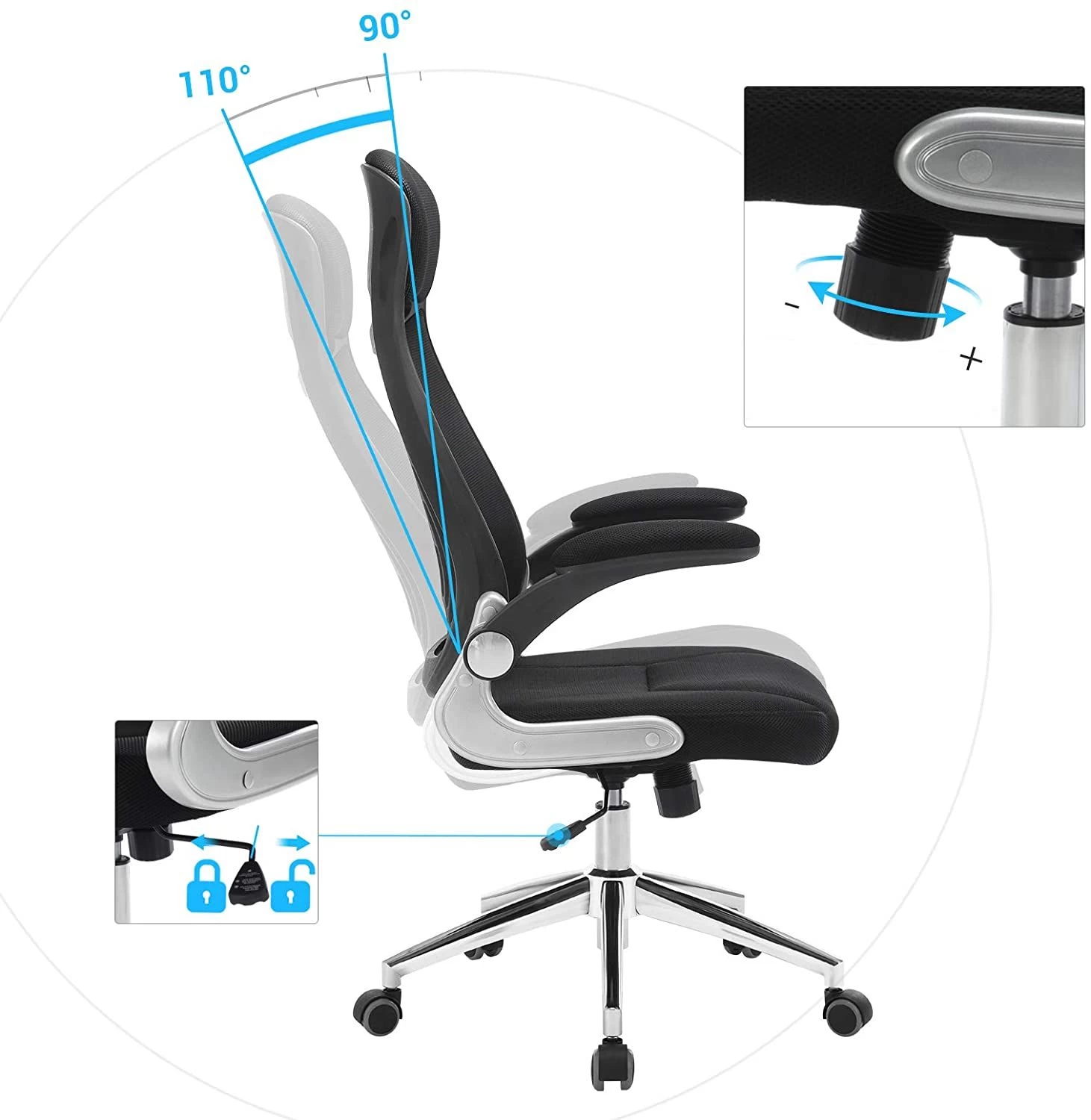 Songmics Chaise De Bureau Xavi - Noir 4 Songmics Chaise De Bureau Xavi - Noir – Image 4