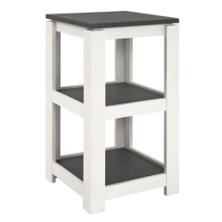 Table D'appoint Marius 40x40cm, 1 étagère - Blanc/anthracite