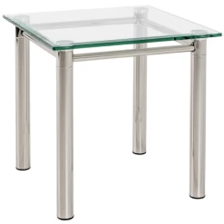 Table D'appoint Heiko 42x42cm, Petite - Verre/chrome