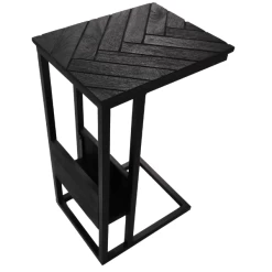 Table Basse Verona Bois De Manguier Motif à Chevrons - Noir