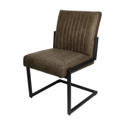 Lot De 2 Chaises De Repas Texas Yacht Cuir/métal - Kaki