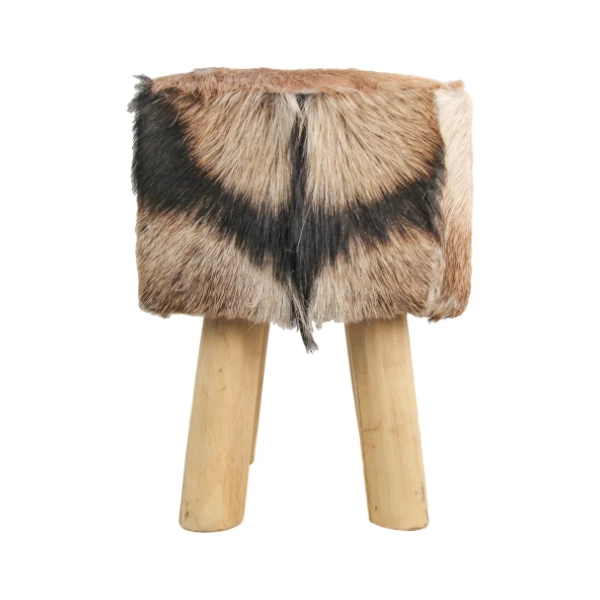 Tabouret Bangku 33x33cm Carré - Peau De Chèvre/teck 1 Tabouret Bangku 33x33cm Carré - Peau De Chèvre/teck