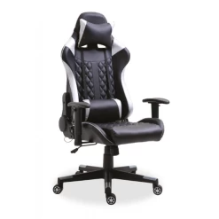 Chaise Gamer Nate Avec LED - Argent/noir