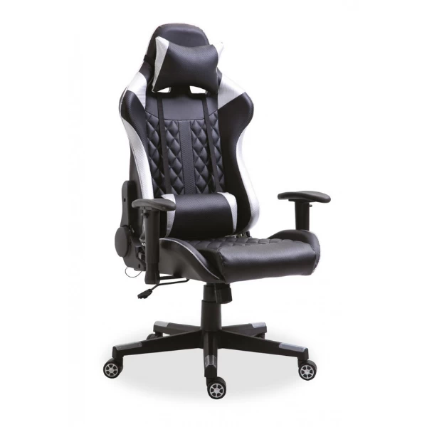 Chaise Gamer Nate Avec LED - Argent/noir 1 Chaise Gamer Nate Avec LED - Argent/noir