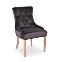 Chaise Christa En Velours - Gris/pieds En Bois