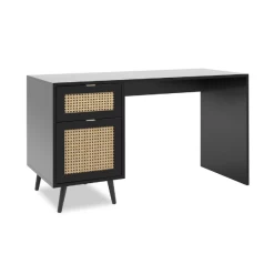 Bureau Daka 130cm 1 Porte & 1 Tiroir - Noir/nature