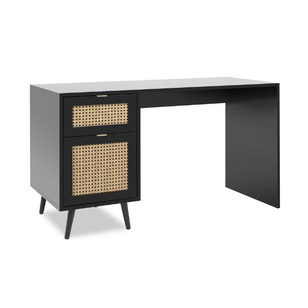 Bureau Daka 130cm 1 Porte & 1 Tiroir - Noir/nature 1 Bureau Daka 130cm 1 Porte & 1 Tiroir - Noir/nature