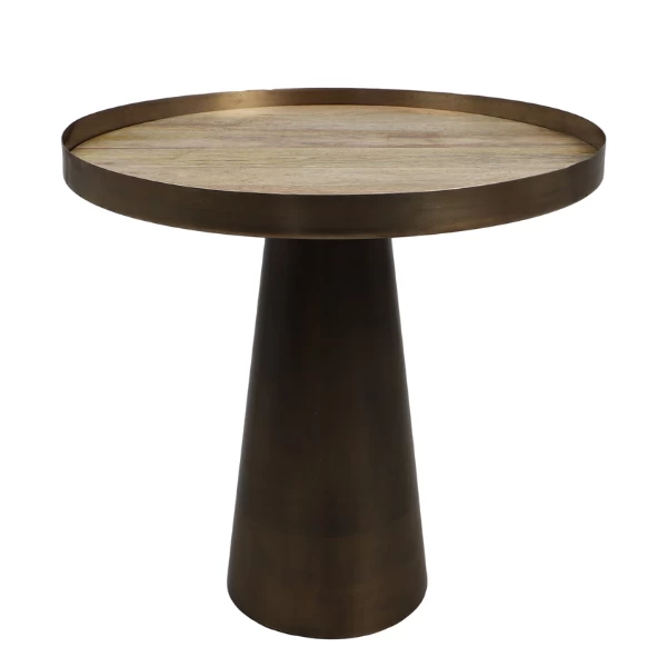 Table D'appoint Fletcher 50x47cm Bois De Manguier - Naturel/or Antique 1 Table D'appoint Fletcher 50x47cm Bois De Manguier - Naturel/or Antique