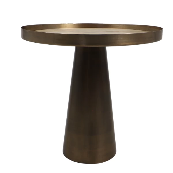 Table D'appoint Fletcher 50x47cm Bois De Manguier - Naturel/or Antique 4 Table D'appoint Fletcher 50x47cm Bois De Manguier - Naturel/or Antique – Image 4