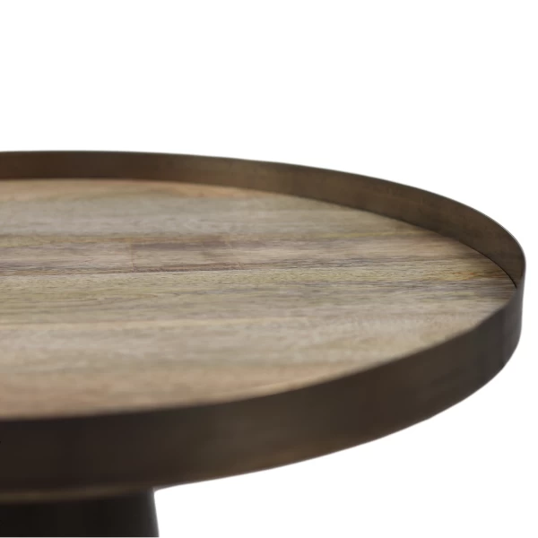 Table D'appoint Fletcher 50x47cm Bois De Manguier - Naturel/or Antique 2 Table D'appoint Fletcher 50x47cm Bois De Manguier - Naturel/or Antique – Image 2