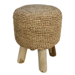 Tabouret Malibu ø33 Cm Raphia Et Bois Teck - Naturel/beige -Meubles Tables Et Chaises Shop Ontwerp zonder titel 2022 02 02T113643.991 f65b