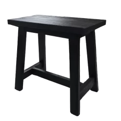 Tabouret Décoratif Lawas 50cm Bois Teck - Noir