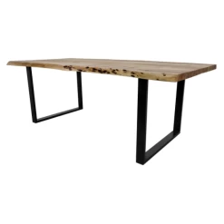 Table à Manger SoHo 300x100cm Tronc D'arbre/cadre En U-acacia/fer
