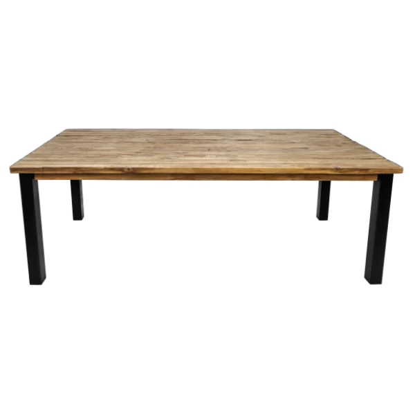 Table De Salle à Manger Zaria 200x100cm Bois Teck - Naturel/noir 2 Table De Salle à Manger Zaria 200x100cm Bois Teck - Naturel/noir – Image 2