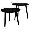 Tables D'appoint Verona Rond 60x50cm Bois De Manguier Motif à Chevrons - Noir