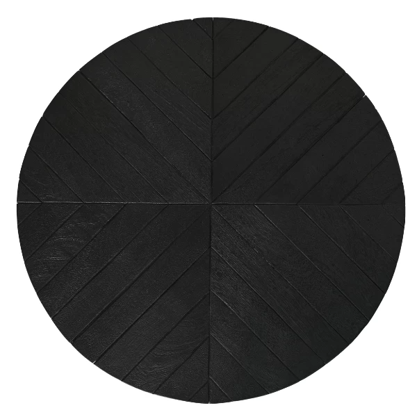 Tables D'appoint Verona Rond 60x50cm Bois De Manguier Motif à Chevrons - Noir 4 Tables D'appoint Verona Rond 60x50cm Bois De Manguier Motif à Chevrons - Noir – Image 4