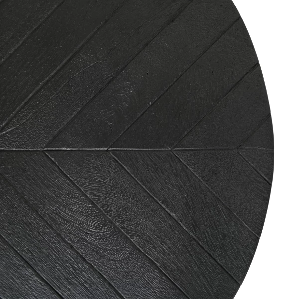 Tables D'appoint Verona Rond 60x50cm Bois De Manguier Motif à Chevrons - Noir 2 Tables D'appoint Verona Rond 60x50cm Bois De Manguier Motif à Chevrons - Noir – Image 2