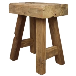 Tabouret Décoratif Chamonix 40x25x45cm - Bois Teck.