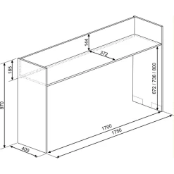Bureau Sur Roulettes Portia 175x40x97 - Chêne/anthracite -Meubles Tables Et Chaises Shop Ontwerp zonder titel 2022 04 11T164251.243 b975