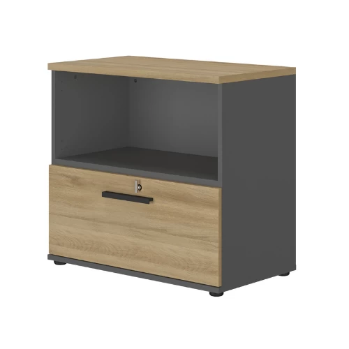 Caisson Retiro 1 Tiroir 1 Compartiment - Anthracite/chêne 1 Caisson Retiro 1 Tiroir 1 Compartiment - Anthracite/chêne