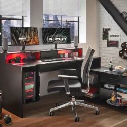 Bureau Gaming Tudi éclairage Compris - Noir